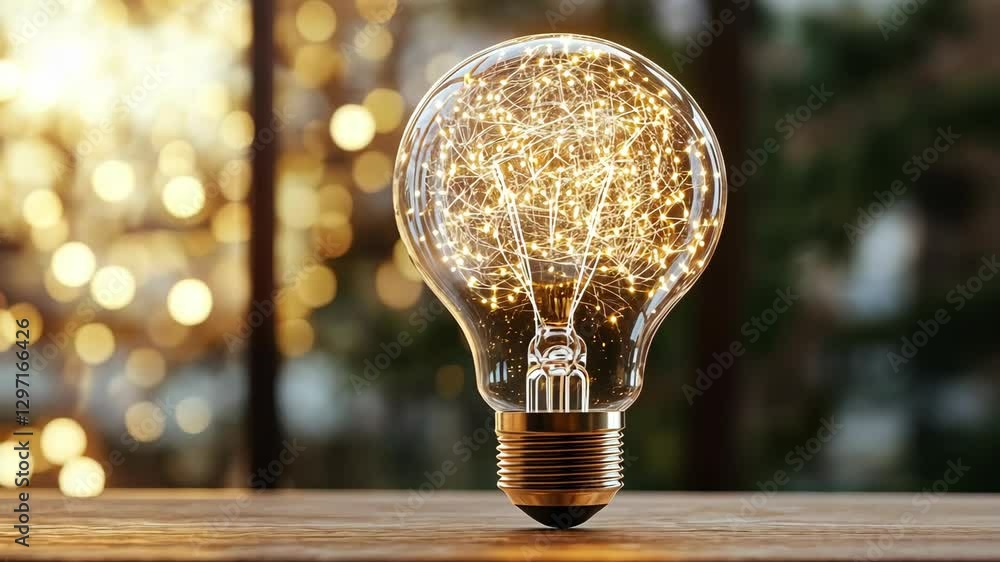 Aufkleber beautiful light bulb with sparkling filaments in a cozy setting creating a warm atmosphere