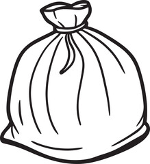 trash bag line art, black outline, vector and illustration, line art and outline