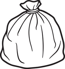 trash bag line art, black outline, vector and illustration, line art and outline