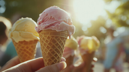 Enjoying ice cream on a sunny day