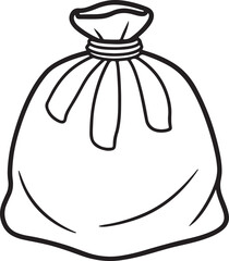 trash bag line art, black outline, vector and illustration, line art and outline