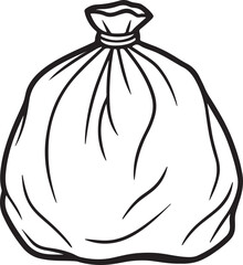 trash bag line art, black outline, vector and illustration, line art and outline