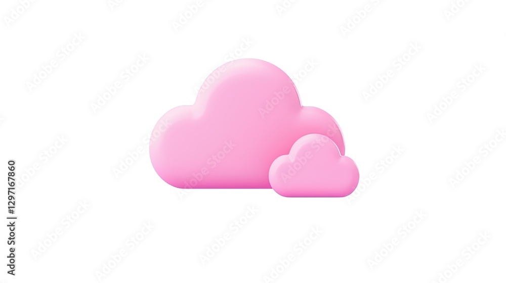 Poster 3d pink glossy cloud is floating on a transparent background, creating a dreamy and surreal atmosphe