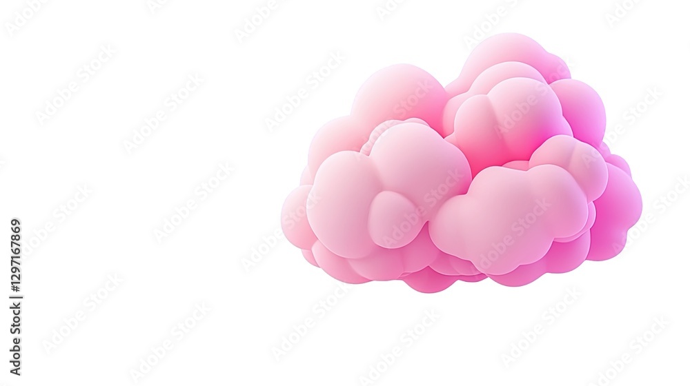 Poster 3d icon pink glossy cloud floating on a transparent background, perfect for technology and weather c