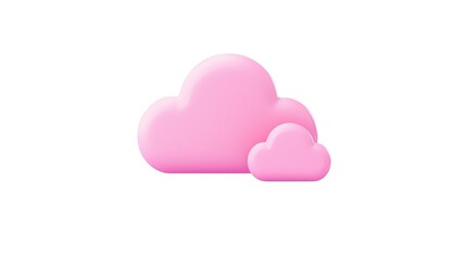 3d pink glossy cloud is floating on a transparent background, creating a dreamy and surreal atmosphere