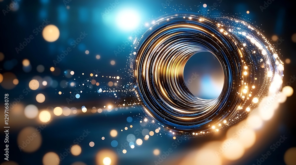 Poster abstract swirl of light and color with dynamic motion and sparkling particles