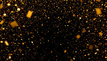 golden confetti on the black background