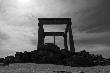 The Mirador Los Cuatro Postes or the Four Posts, an ancient monument viewpoint over the Spanish...