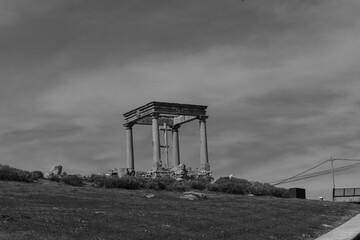 The Mirador Los Cuatro Postes or the Four Posts, an ancient monument viewpoint over the Spanish fortified walled city of &Aacute;vila marks the city limits