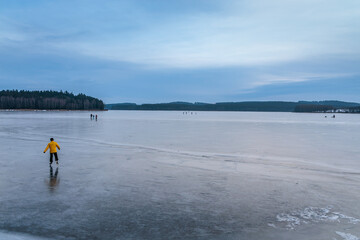 Winter mood on the frozen Lipno Dam. Czech Republic