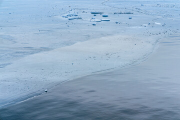 Winter mood on the frozen Lipno Dam. Czech Republic