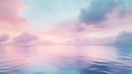 Pastel colored water and clouds create a serene atmospheric landscape