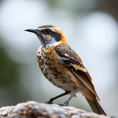 Detailed close-up of a bird species perched on a rock in a natural habitat