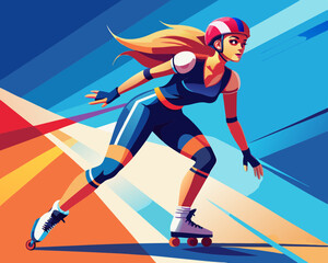 A roller skater performing stunts while exuding joy and energy, showcasing outdoor fun and vibrant athleticism.