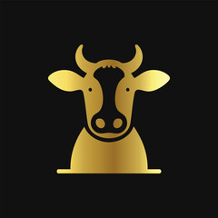 Gold Cow Icon: Luxurious and Elegant Design