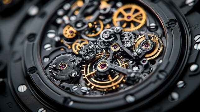 Detailed view of intricate watch movement mechanism