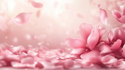 A beautiful pink flower with delicate pink petals and leaves is the main focus of the image. The flower is surrounded by a sea of pink petals and leaves, creating a stunning and vibrant display