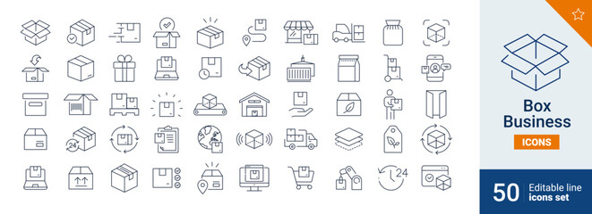 Box icons Pixel perfect. Delivery, product, industry, ...	
