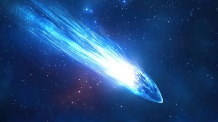 Fototapeta premium A Brilliant Blue Comet Streaming Through the Vast Night Sky
