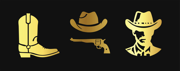 Shiny Gold Cowboy Illustration: Eye-Catching and Decorative
