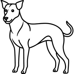 dog black line art vector, Simple bold outline Design vector icon with white background. Pet animal vector 