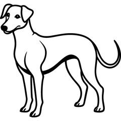 dog black line art vector, Simple bold outline Design vector icon with white background. Pet animal vector 