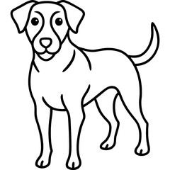 dog black line art vector, Simple bold outline Design vector icon with white background. Pet animal vector 