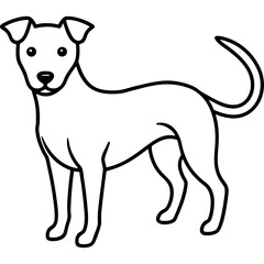dog black line art vector, Simple bold outline Design vector icon with white background. Pet animal vector 
