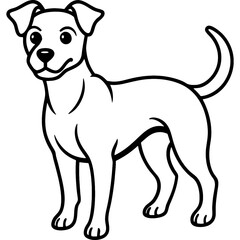 dog black line art vector, Simple bold outline Design vector icon with white background. Pet animal vector 