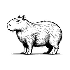 Sketch of a cute capybara. On a white background.
