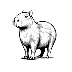 Sketch of a cute capybara. On a white background.