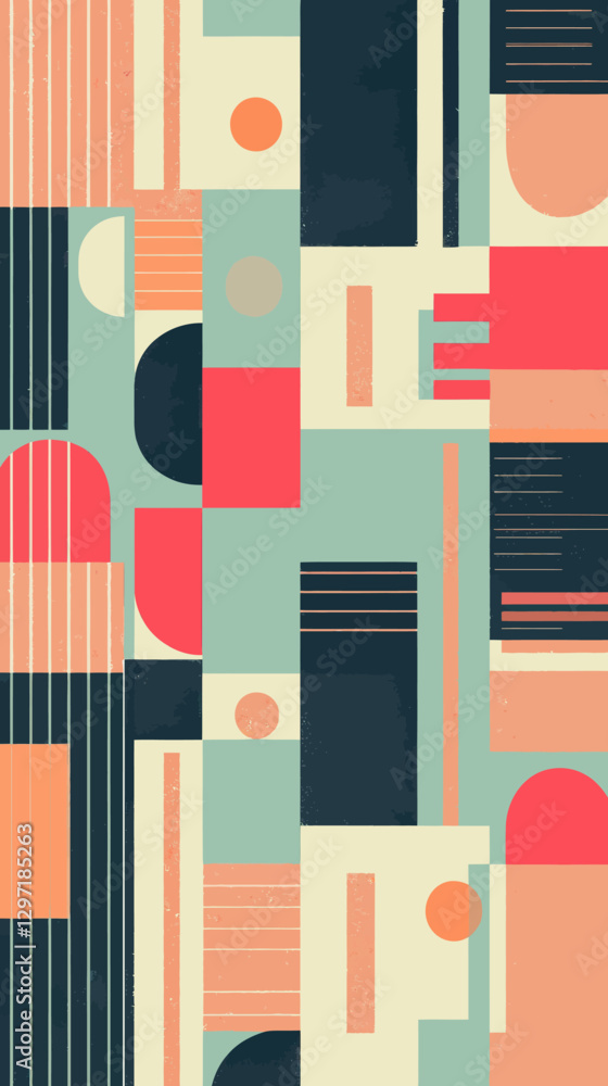 Poster colorful geometric abstract vector pattern with minimalist shapes and lines