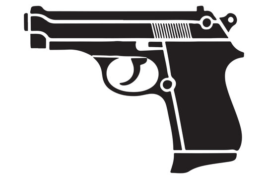 Detailed Silhouette Illustration of a Walther PPK Handgun for Collectors