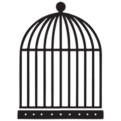 Simple Birdcage Silhouette Illustration Symbolizing Freedom and Confinement