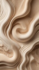 Obraz premium Beige sand dune curves and ridges pattern. Soft light and shadow show depth in tan sand. Detailed abstract desert landscape style.