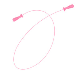 Pink skipping rope for exercise isolated on white background. Equipment for cardio workout. Healthy lifestyle. Jumping rope for home workout. Cardiovascular exercise exercise.