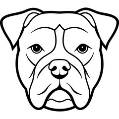 Bulldog black line art vector, Simple bold outline Design vector icon with white background. Pet animal vector 