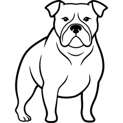 Bulldog black line art vector, Simple bold outline Design vector icon with white background. Pet animal vector 