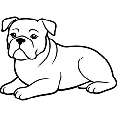 Bulldog black line art vector, Simple bold outline Design vector icon with white background. Pet animal vector 