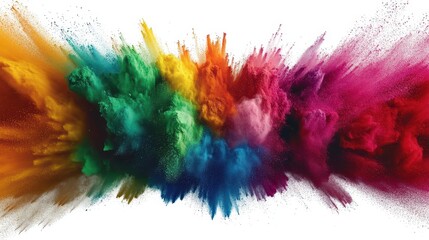 Fototapeta premium Colorful powder explosion against a white background in vibrant hues