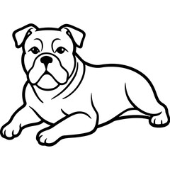 Bulldog black line art vector, Simple bold outline Design vector icon with white background. Pet animal vector 