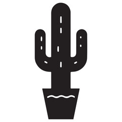 Stylized Potted Cactus Silhouette Illustration for Southwestern Decor Ideas