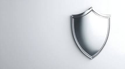 A simple silver shield with rounded edges and corners, set against a white background
