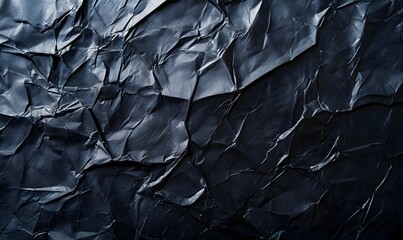 Textured dark crumpled paper close up abstract background, elegant and moody backdrop