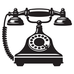 Vintage Rotary Telephone Silhouette Illustration Classic Communication Device