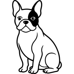 French bulldog black line art vector, Simple bold outline Design vector icon with white background. Pet animal vector 