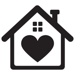 Loving Home Vector Illustration with Heart Window and Chimney