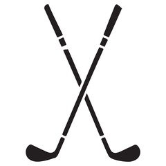 Crossed Golf Clubs Vector Silhouette Icon for Sports Designs