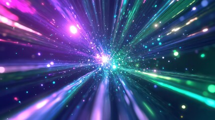 Obraz premium A colorful and bright starfield burst through space in a tunnel