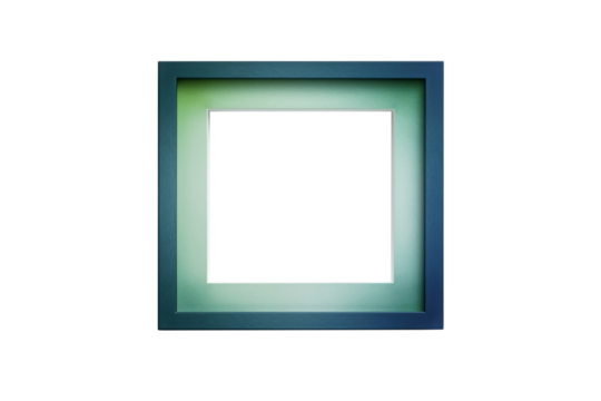 Gradient border or photo frame. Square empty blue and green frame.